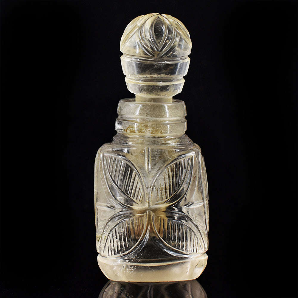 gemsmore:Artisian White Quartz  Hand Carved Genuine Crystal Gemstone Carving Perfume Bottle gemsmore:Artisian White Quartz  Hand Carved Genuine Crystal Gemstone Carving Perfume Bottle