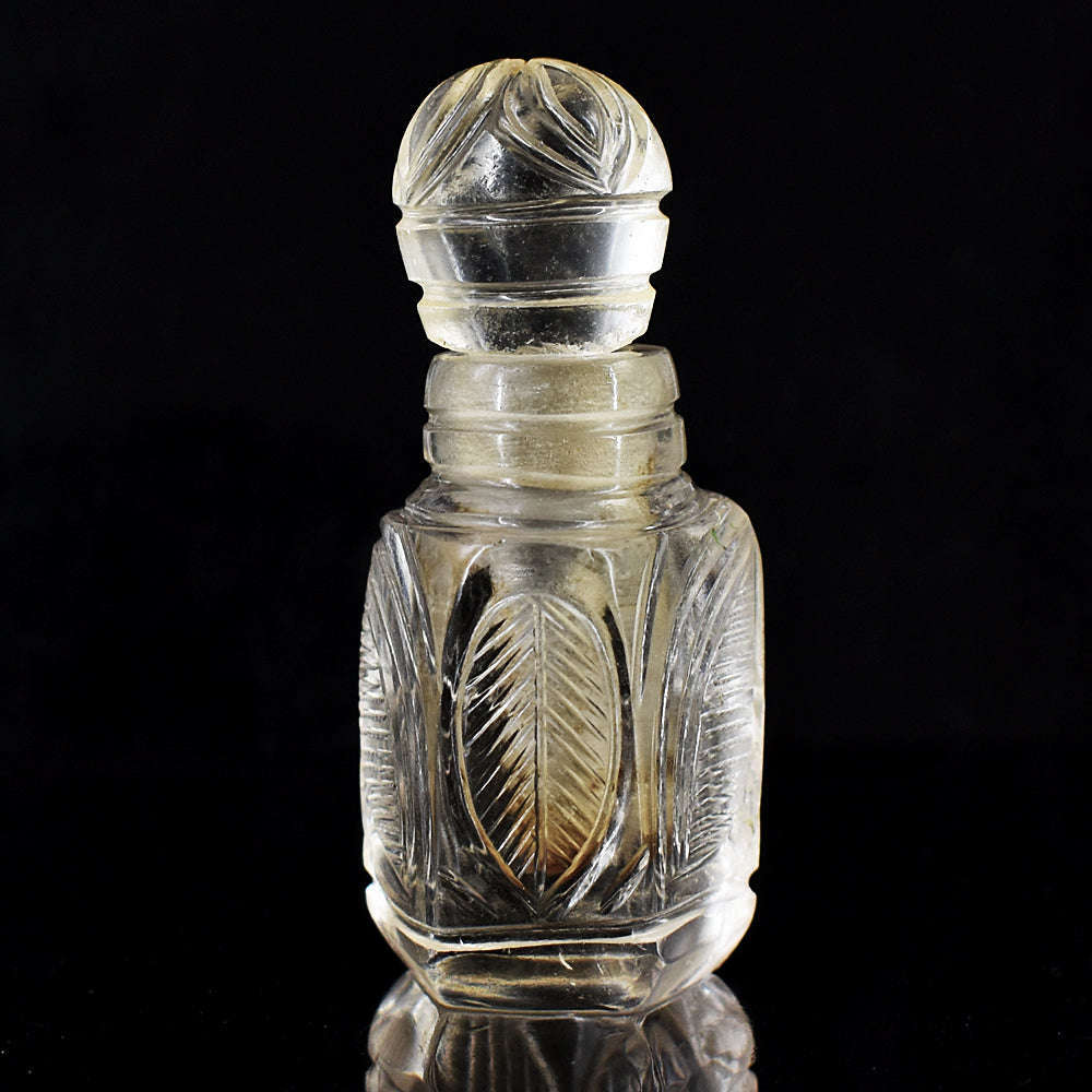gemsmore:Artisian White Quartz  Hand Carved Genuine Crystal Gemstone Carving Perfume Bottle gemsmore:Artisian White Quartz  Hand Carved Genuine Crystal Gemstone Carving Perfume Bottle