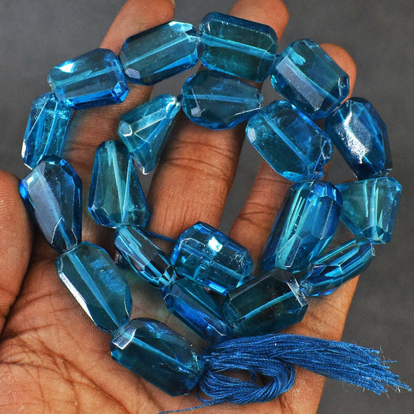 Beautiful 302 Cts Genuine Blue Topaz Beads Strand Of 16