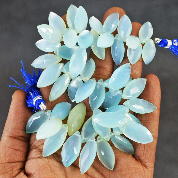 gemsmore:Beautiful 320 Carats Chalcedony Faceted Beads Strand Of 08"