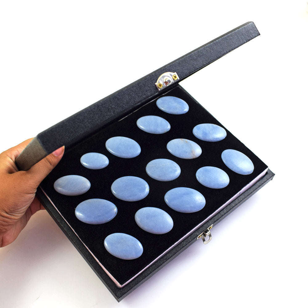 gemsmore:Beautiful Angelite Untreated Gemstone Cabochon Lot gemsmore:Beautiful Angelite Untreated Gemstone Cabochon Lot