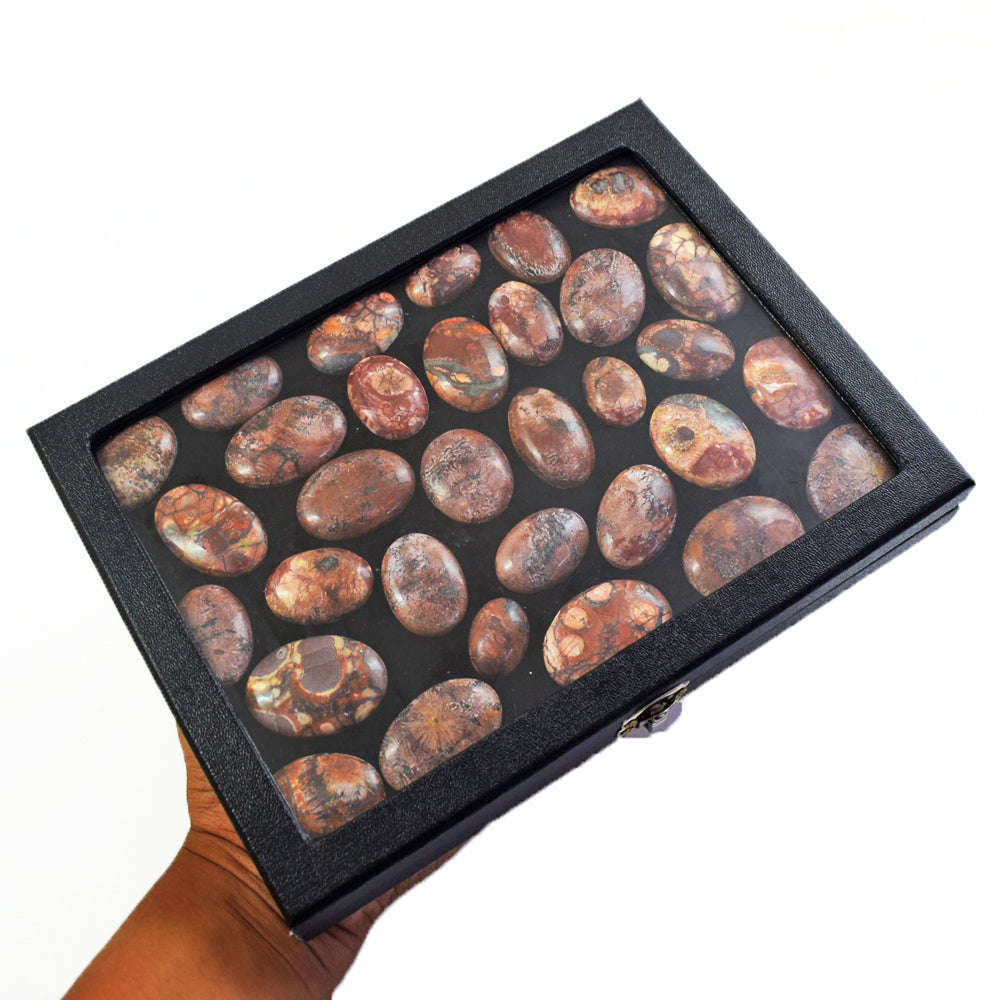 gemsmore:Beautiful Bird Eye Jasper  Untreated Gemstone Cabochon Lot gemsmore:Beautiful Bird Eye Jasper  Untreated Gemstone Cabochon Lot