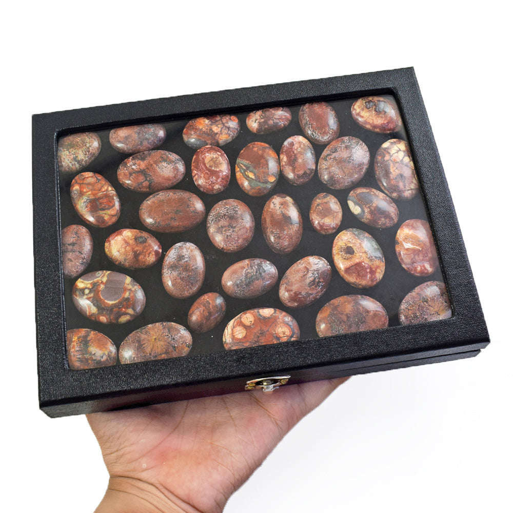 gemsmore:Beautiful Bird Eye Jasper  Untreated Gemstone Cabochon Lot gemsmore:Beautiful Bird Eye Jasper  Untreated Gemstone Cabochon Lot