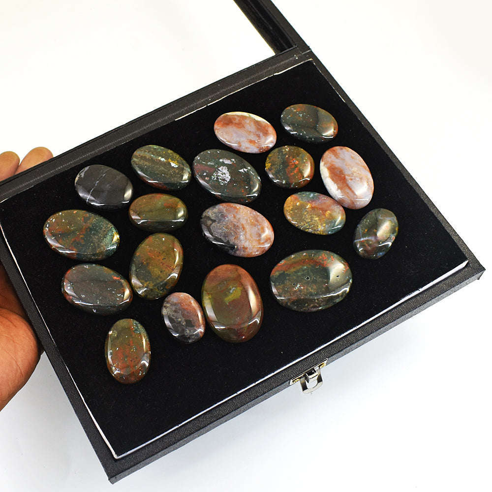 gemsmore:Beautiful Bloodstone Untreated Gemstone Cabochon Lot gemsmore:Beautiful Bloodstone Untreated Gemstone Cabochon Lot