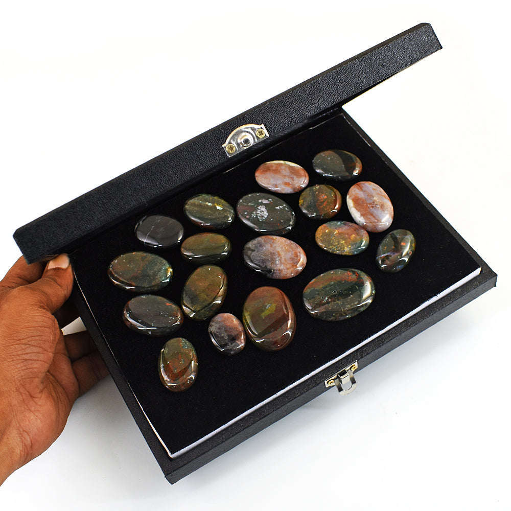 gemsmore:Beautiful Bloodstone Untreated Gemstone Cabochon Lot gemsmore:Beautiful Bloodstone Untreated Gemstone Cabochon Lot