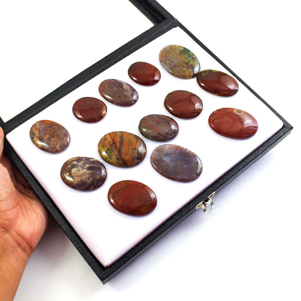 gemsmore:Beautiful Bloodstone Untreated Gemstone Cabochon Lot gemsmore:Beautiful Bloodstone Untreated Gemstone Cabochon Lot