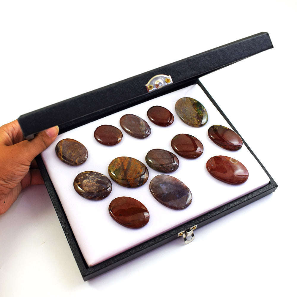 gemsmore:Beautiful Bloodstone Untreated Gemstone Cabochon Lot gemsmore:Beautiful Bloodstone Untreated Gemstone Cabochon Lot
