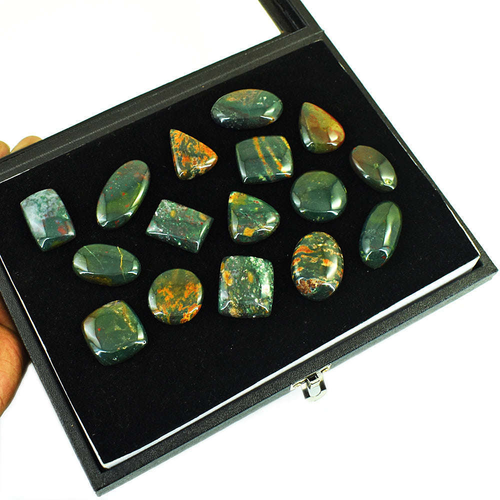 gemsmore:Beautiful Bloodstone Untreated Gemstone Cabochon Lot gemsmore:Beautiful Bloodstone Untreated Gemstone Cabochon Lot