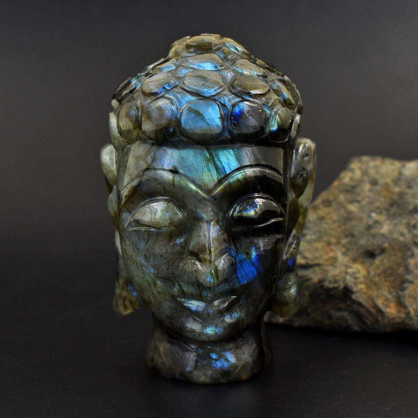 Artisan Silver by Samuel B. 22x16mm Carved Labradorite Buddha Head Ring
