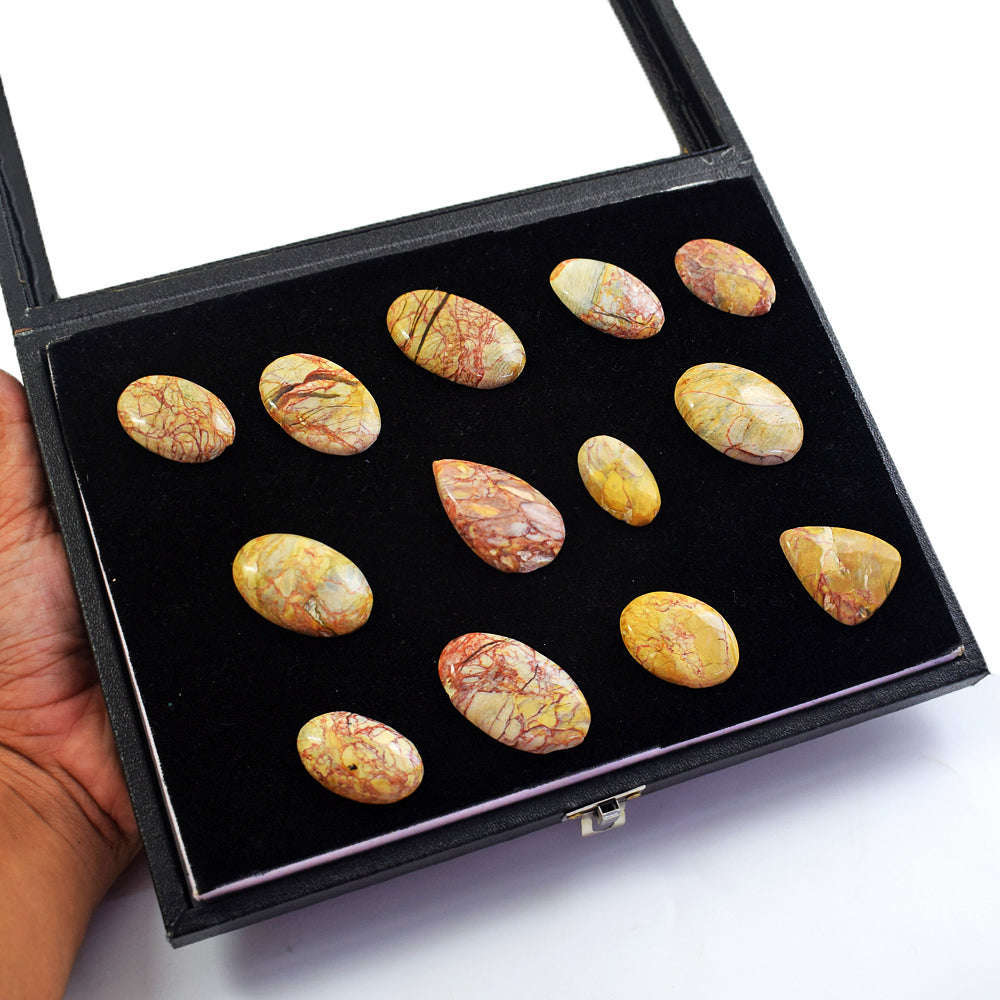 gemsmore:Beautiful Canyon Jasper  Untreated Gemstone Cabochon Lot gemsmore:Beautiful Canyon Jasper  Untreated Gemstone Cabochon Lot