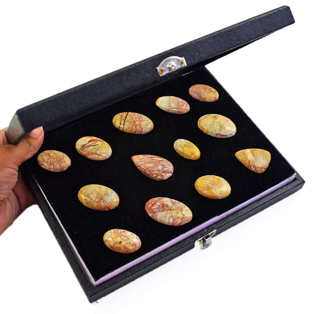 gemsmore:Beautiful Canyon Jasper  Untreated Gemstone Cabochon Lot gemsmore:Beautiful Canyon Jasper  Untreated Gemstone Cabochon Lot