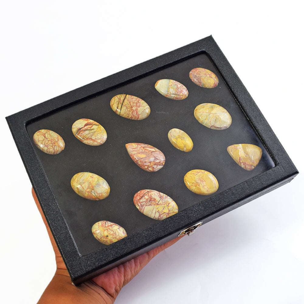 gemsmore:Beautiful Canyon Jasper  Untreated Gemstone Cabochon Lot gemsmore:Beautiful Canyon Jasper  Untreated Gemstone Cabochon Lot