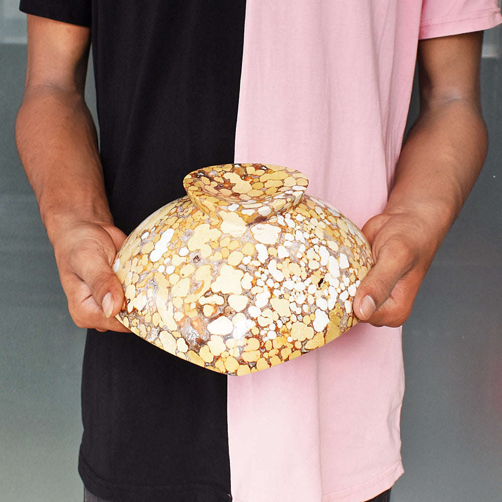 gemsmore:Beautiful Cobra Jasper Hand Carved Genuine Crystal Gemstone Carving Bowl gemsmore:Beautiful Cobra Jasper Hand Carved Genuine Crystal Gemstone Carving Bowl