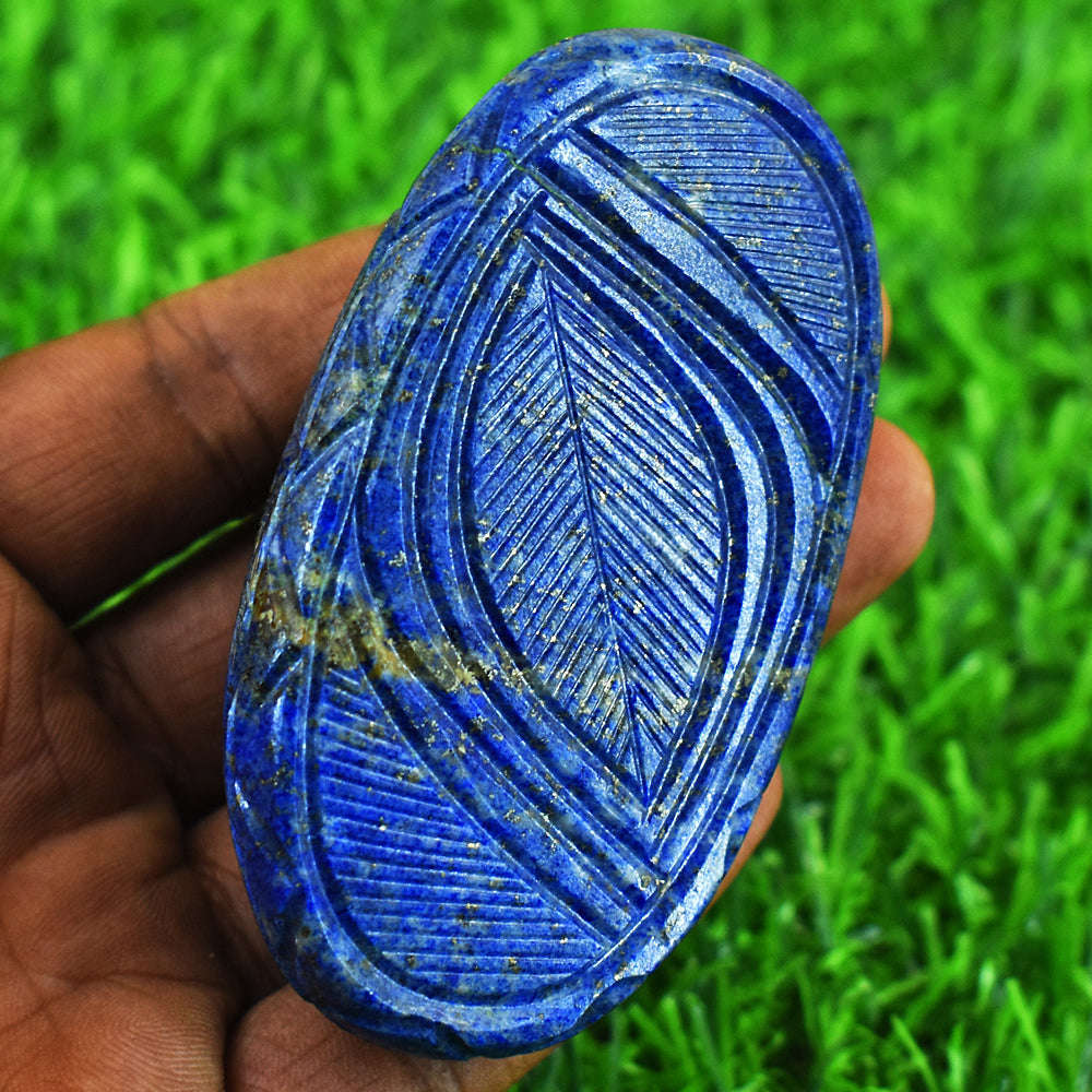 gemsmore:Beautiful Denim Blue Lapis Lazuli Hand Carved Genuine Crystal Gemstone Carving Mughal Carved Cabochon gemsmore:Beautiful Denim Blue Lapis Lazuli Hand Carved Genuine Crystal Gemstone Carving Mughal Carved Cabochon