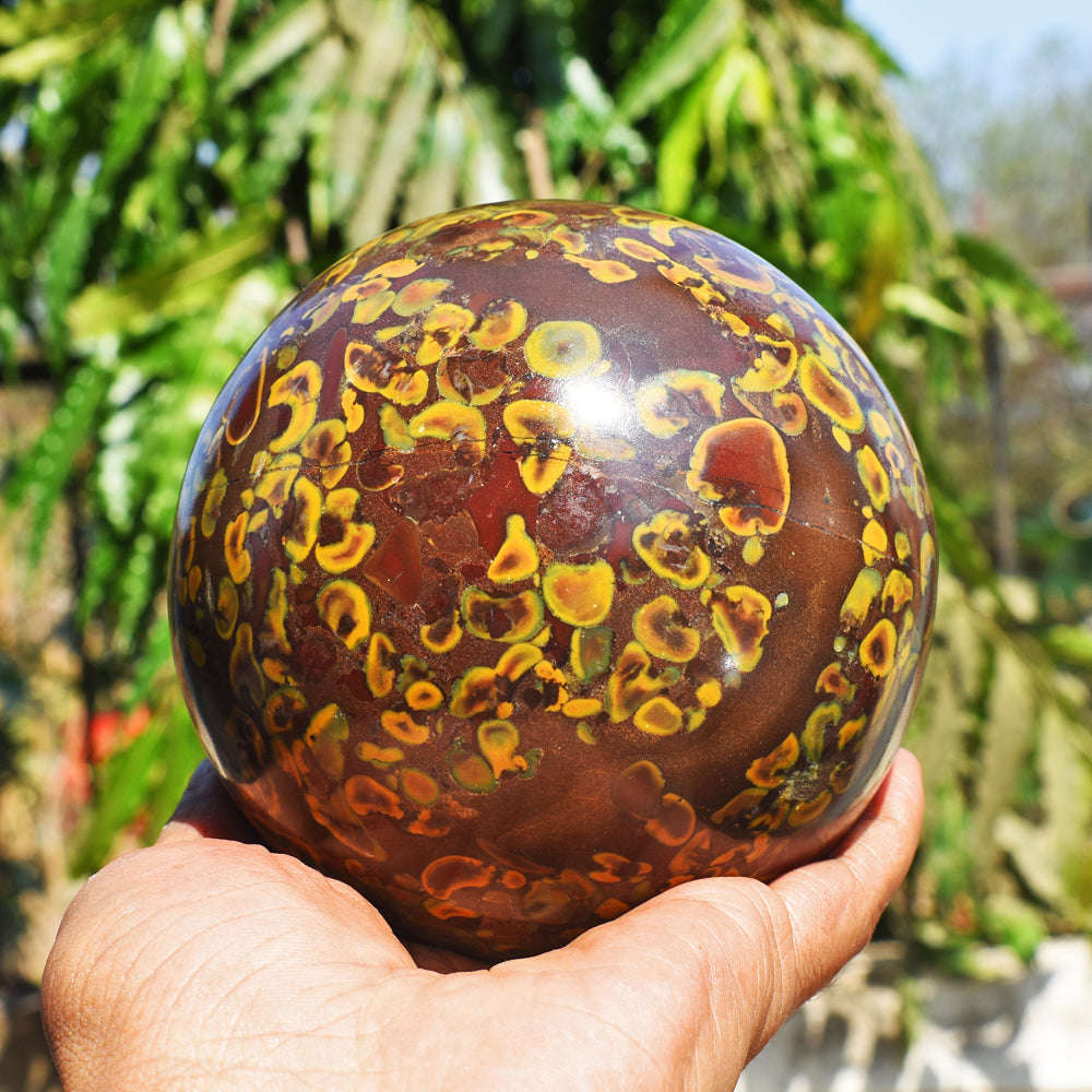 gemsmore:Beautiful Fruit Jasper Carved Crystal Healing Sphere - Massive Size gemsmore:Beautiful Fruit Jasper Carved Crystal Healing Sphere - Massive Size