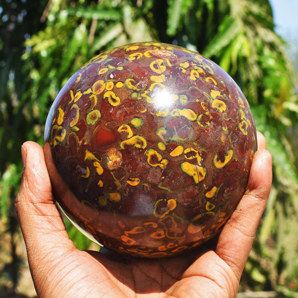 gemsmore:Beautiful Fruit Jasper Carved Crystal Healing Sphere - Massive Size gemsmore:Beautiful Fruit Jasper Carved Crystal Healing Sphere - Massive Size