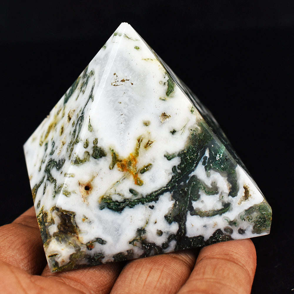gemsmore:Beautiful Hand Carved Natural Tree Agate Healing Pyramid gemsmore:Beautiful Hand Carved Natural Tree Agate Healing Pyramid