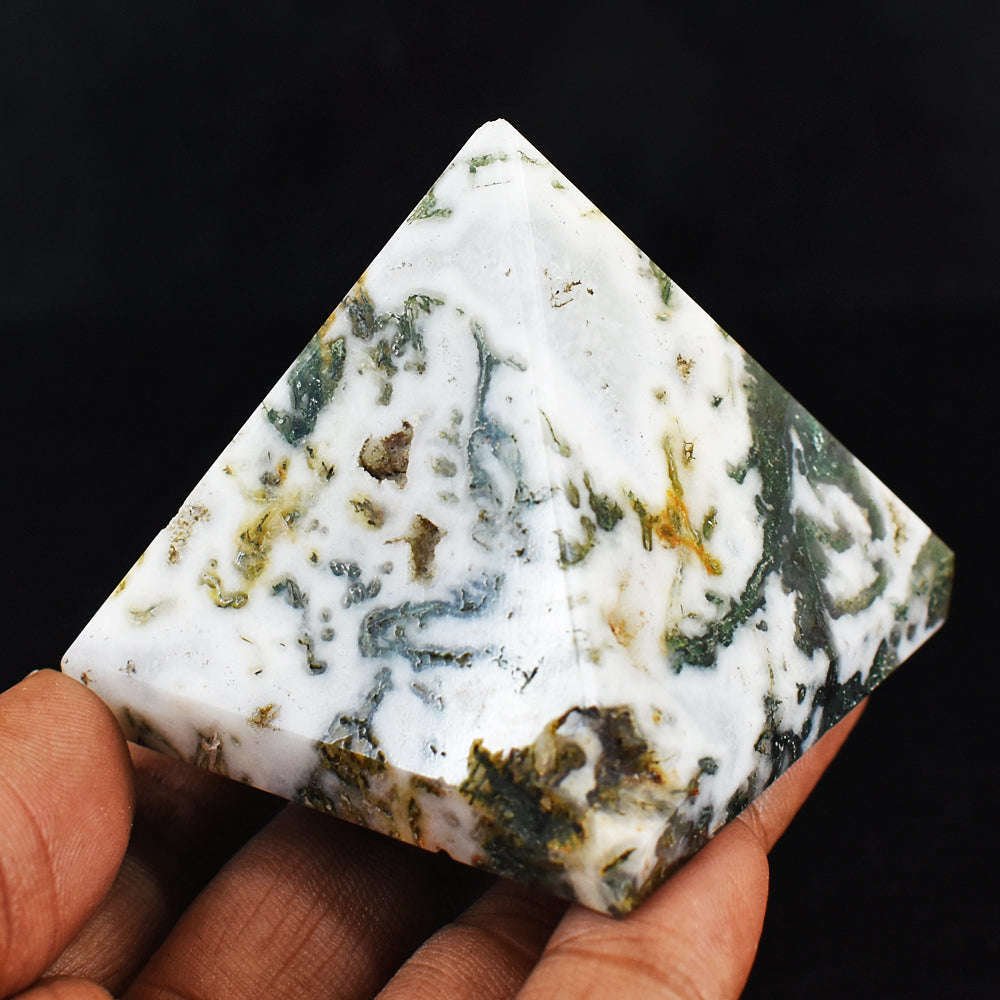 gemsmore:Beautiful Hand Carved Natural Tree Agate Healing Pyramid gemsmore:Beautiful Hand Carved Natural Tree Agate Healing Pyramid