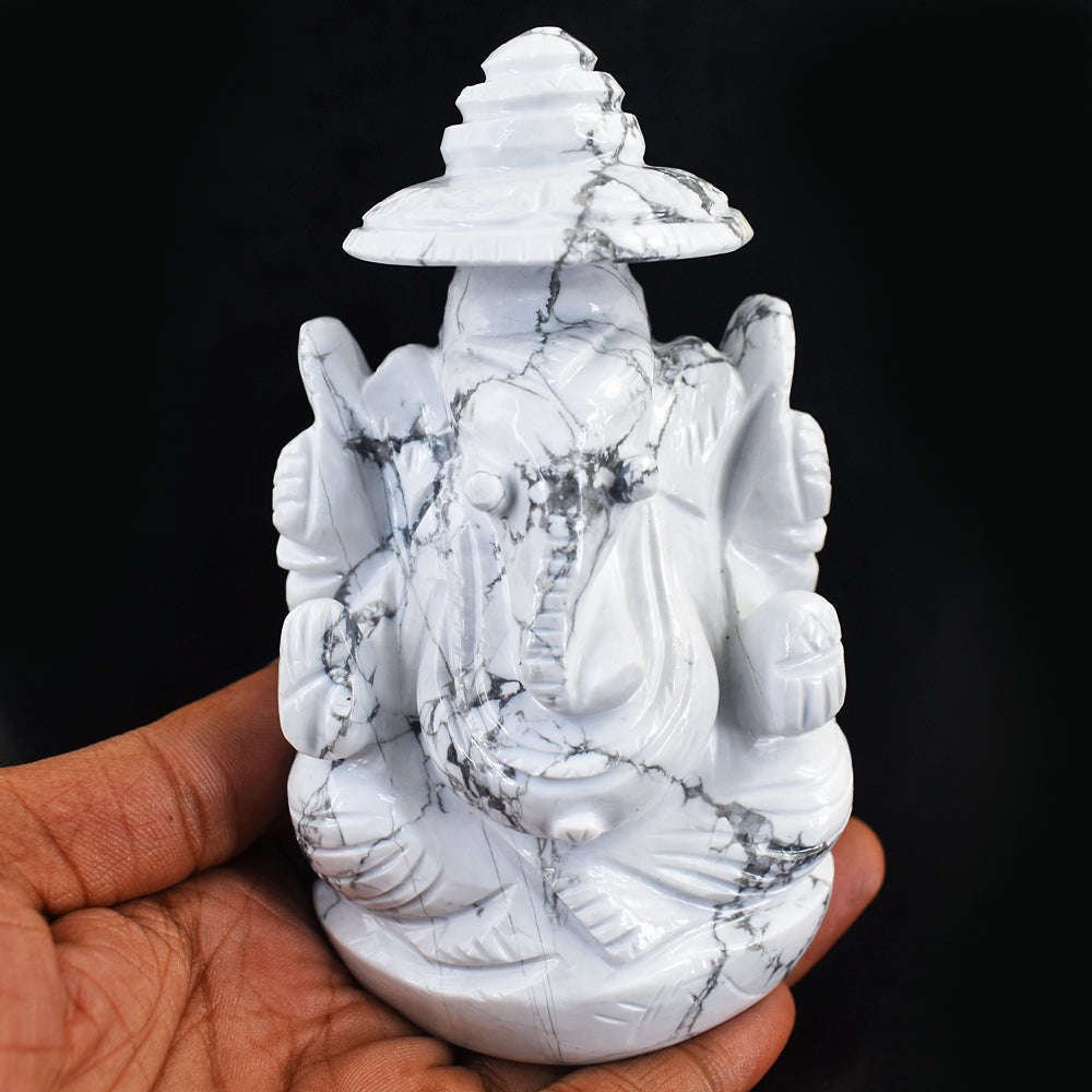 gemsmore:Beautiful Howlite Hand Carved Ganesha gemsmore:Beautiful Howlite Hand Carved Ganesha