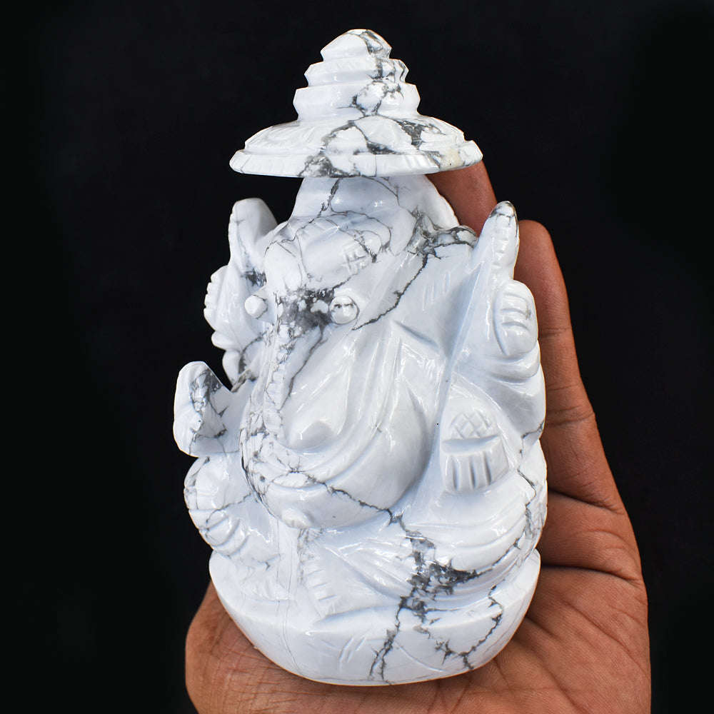 gemsmore:Beautiful Howlite Hand Carved Ganesha gemsmore:Beautiful Howlite Hand Carved Ganesha