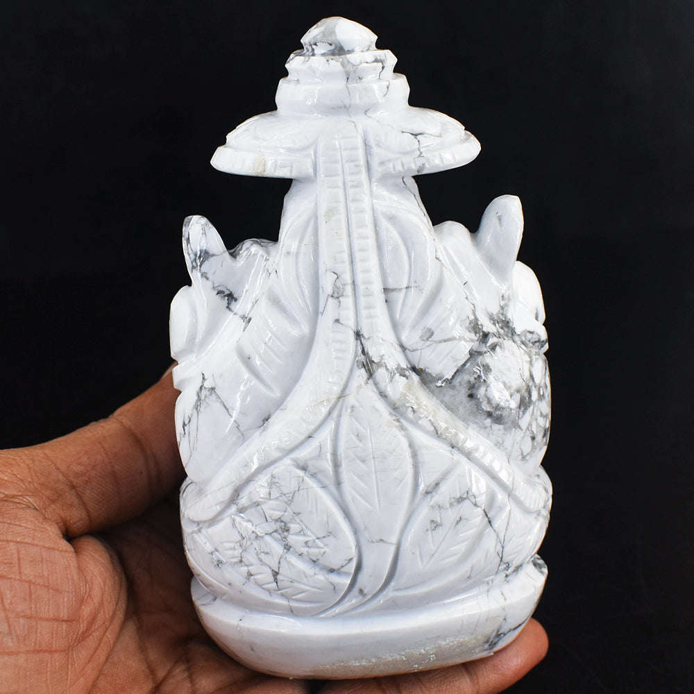 gemsmore:Beautiful Howlite Hand Carved Ganesha gemsmore:Beautiful Howlite Hand Carved Ganesha