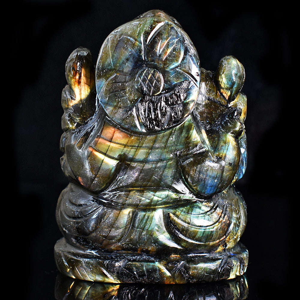 gemsmore:Beautiful Labradorite  Hand Carved Genuine Crystal Gemstone Carving Lord Ganesha gemsmore:Beautiful Labradorite  Hand Carved Genuine Crystal Gemstone Carving Lord Ganesha