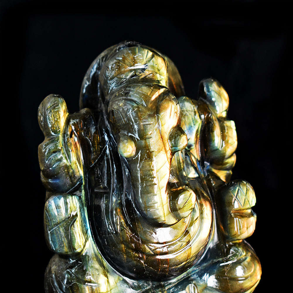 gemsmore:Beautiful Labradorite  Hand Carved Genuine Crystal Gemstone Carving Lord Ganesha gemsmore:Beautiful Labradorite  Hand Carved Genuine Crystal Gemstone Carving Lord Ganesha