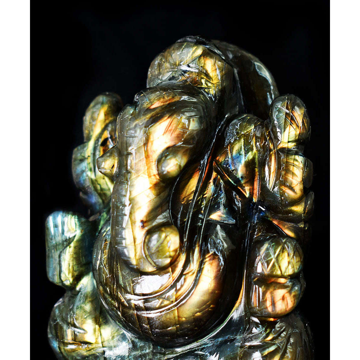 gemsmore:Beautiful Labradorite  Hand Carved Genuine Crystal Gemstone Carving Lord Ganesha gemsmore:Beautiful Labradorite  Hand Carved Genuine Crystal Gemstone Carving Lord Ganesha
