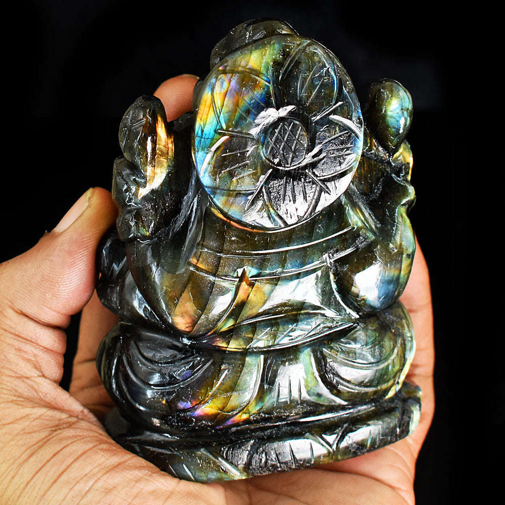 gemsmore:Beautiful Labradorite  Hand Carved Genuine Crystal Gemstone Carving Lord Ganesha gemsmore:Beautiful Labradorite  Hand Carved Genuine Crystal Gemstone Carving Lord Ganesha