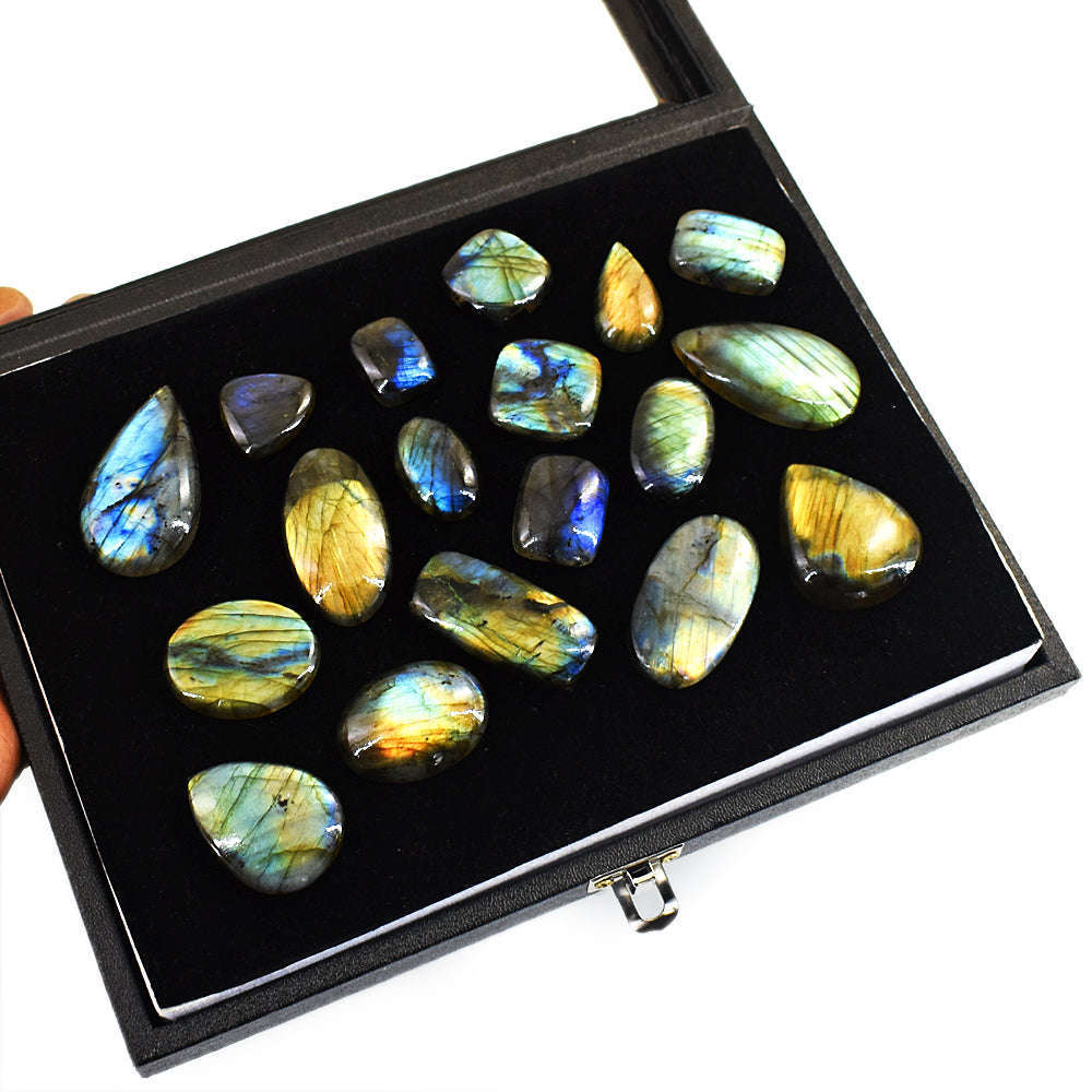 gemsmore:Beautiful Labradorite Untreated Gemstone Cabochon Lot gemsmore:Beautiful Labradorite Untreated Gemstone Cabochon Lot