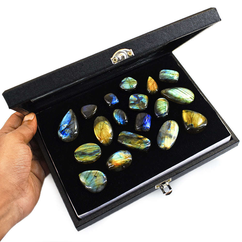 gemsmore:Beautiful Labradorite Untreated Gemstone Cabochon Lot gemsmore:Beautiful Labradorite Untreated Gemstone Cabochon Lot