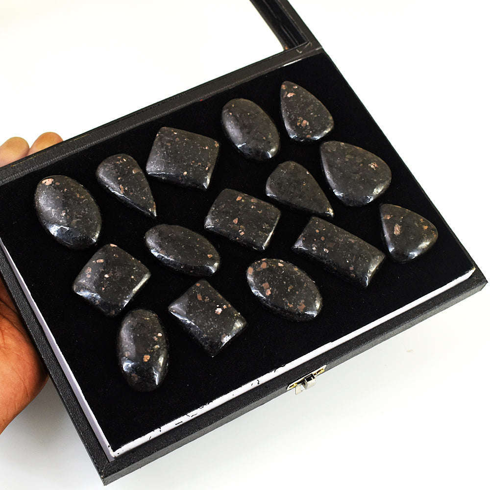 gemsmore:Beautiful Larvikite Untreated Gemstone Cabochon Lot gemsmore:Beautiful Larvikite Untreated Gemstone Cabochon Lot