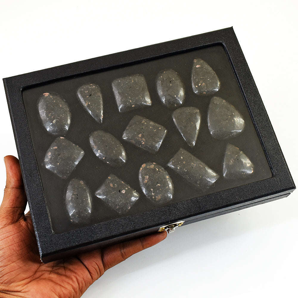 gemsmore:Beautiful Larvikite Untreated Gemstone Cabochon Lot gemsmore:Beautiful Larvikite Untreated Gemstone Cabochon Lot