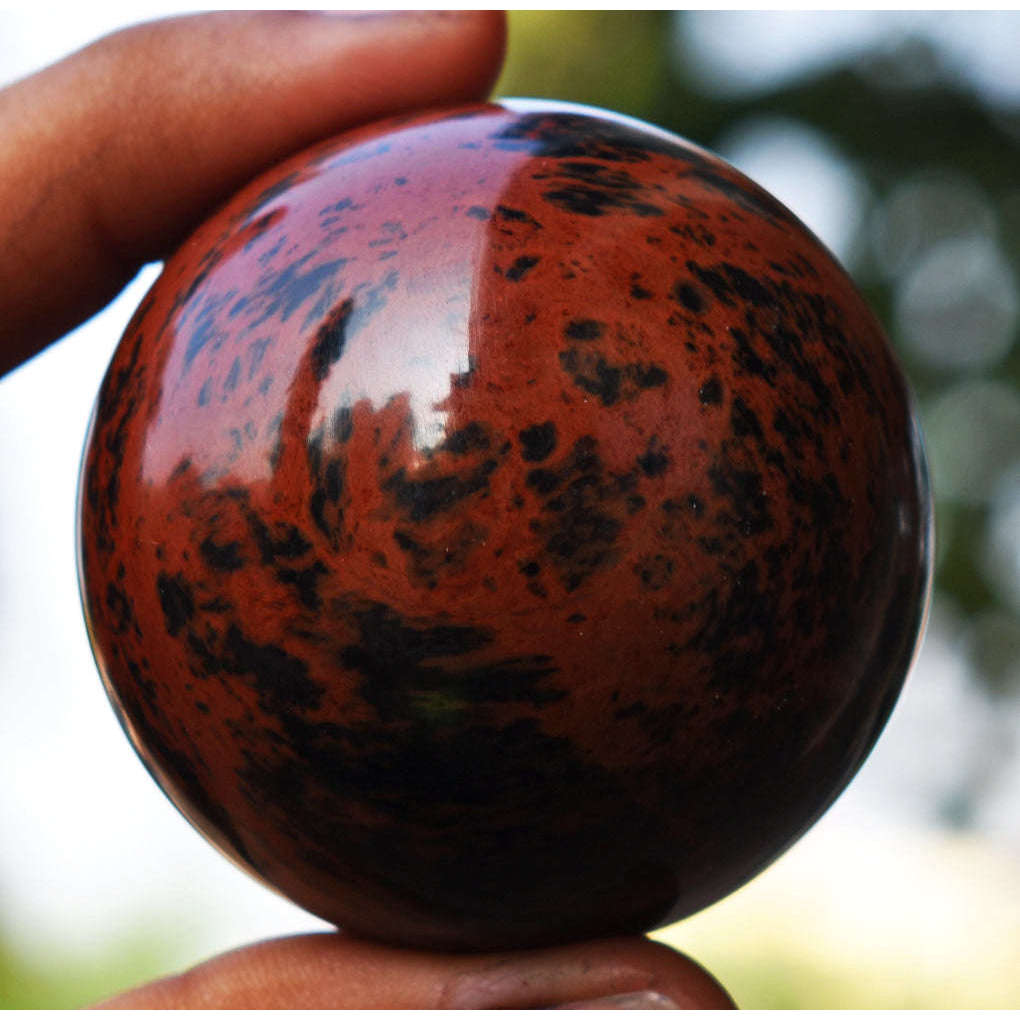 gemsmore:Beautiful Mahogany Jasper Carved Healing Sphere gemsmore:Beautiful Mahogany Jasper Carved Healing Sphere