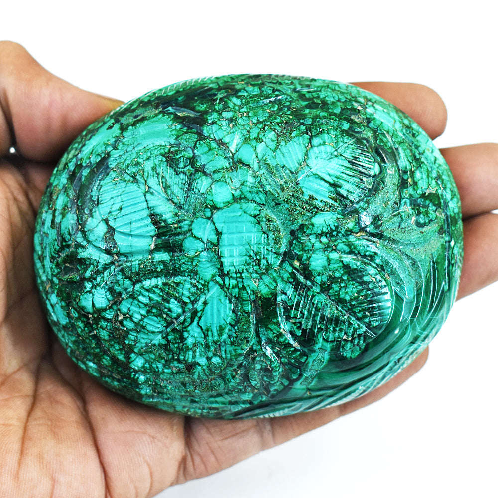 gemsmore:Beautiful Malachite Hand Carved Genuine Crystal Gemstone Carving Mughal Carved Gem gemsmore:Beautiful Malachite Hand Carved Genuine Crystal Gemstone Carving Mughal Carved Gem