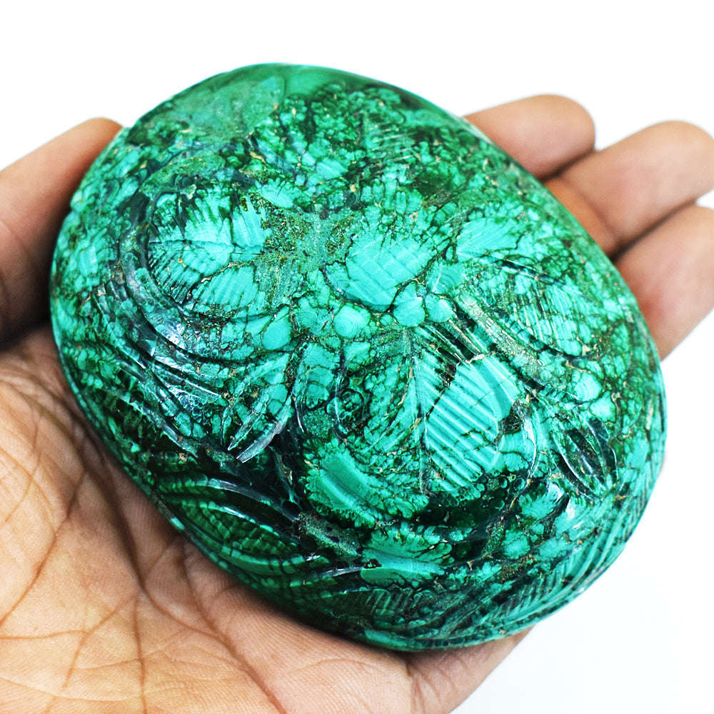 gemsmore:Beautiful Malachite Hand Carved Genuine Crystal Gemstone Carving Mughal Carved Gem gemsmore:Beautiful Malachite Hand Carved Genuine Crystal Gemstone Carving Mughal Carved Gem