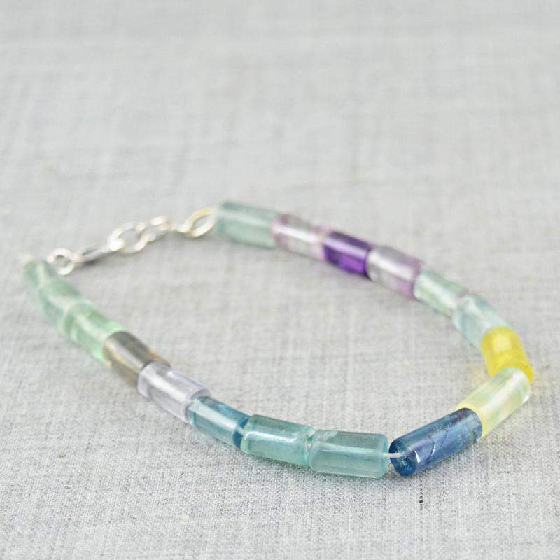 gemsmore:Beautiful Multicolor Fluorite Bracelet Natural Untreated Beads gemsmore:Beautiful Multicolor Fluorite Bracelet Natural Untreated Beads