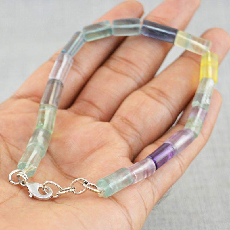 gemsmore:Beautiful Multicolor Fluorite Bracelet Natural Untreated Beads gemsmore:Beautiful Multicolor Fluorite Bracelet Natural Untreated Beads