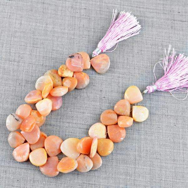 gemsmore:Beautiful Pink Australian Opal Drilled Beads Strand - Natural Pear Shape