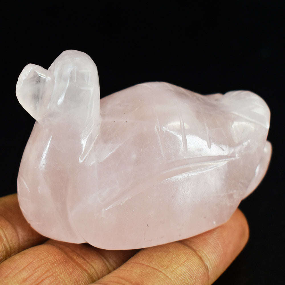 gemsmore:Beautiful Rose Quartz Hand Carved Genuine Crystal Gemstone Carving Duck gemsmore:Beautiful Rose Quartz Hand Carved Genuine Crystal Gemstone Carving Duck
