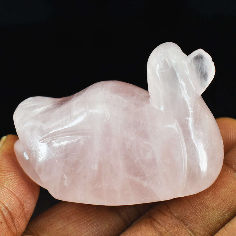 gemsmore:Beautiful Rose Quartz Hand Carved Genuine Crystal Gemstone Carving Duck gemsmore:Beautiful Rose Quartz Hand Carved Genuine Crystal Gemstone Carving Duck