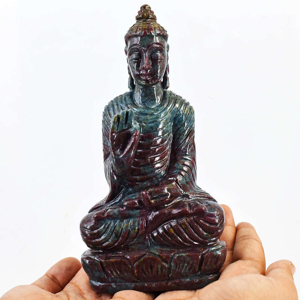 gemsmore:Beautiful Ruby In Kyanite Hand Carved Crystal Idol Lord Buddha Statute gemsmore:Beautiful Ruby In Kyanite Hand Carved Crystal Idol Lord Buddha Statute