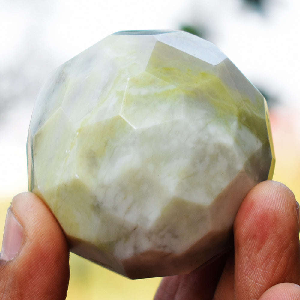 gemsmore:Beautiful Serpentine Hand Carved Checkers Cut Crystal Healing Sphere gemsmore:Beautiful Serpentine Hand Carved Checkers Cut Crystal Healing Sphere