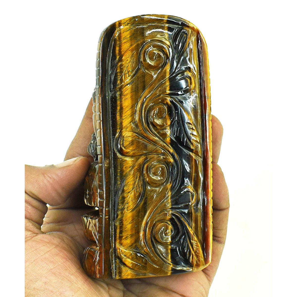 gemsmore:Beautiful Tiger Eye Hand Carved Genuine Crystal Gemstone Carving Lord Ganesha gemsmore:Beautiful Tiger Eye Hand Carved Genuine Crystal Gemstone Carving Lord Ganesha