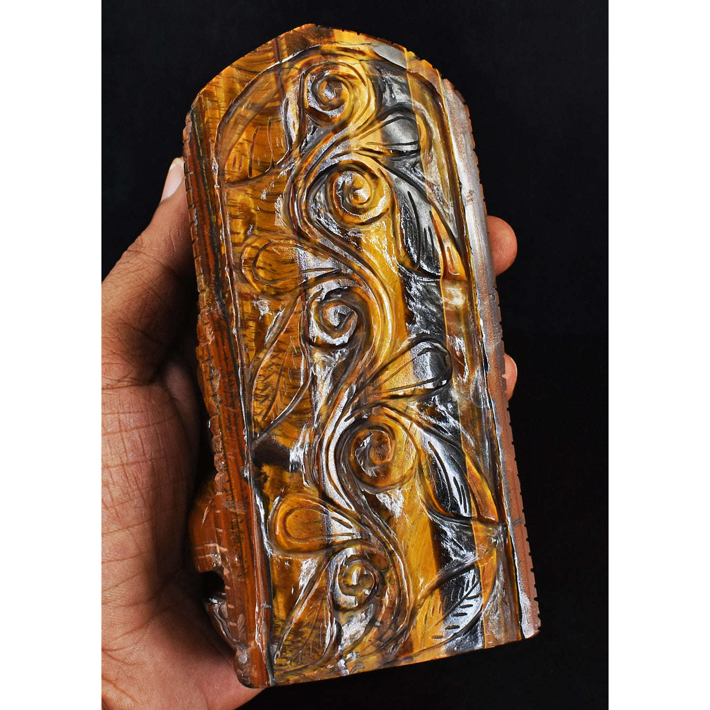 gemsmore:Beautiful Tiger Eye Hand Carved Genuine Crystal Gemstone Carving Lord Ganesha gemsmore:Beautiful Tiger Eye Hand Carved Genuine Crystal Gemstone Carving Lord Ganesha