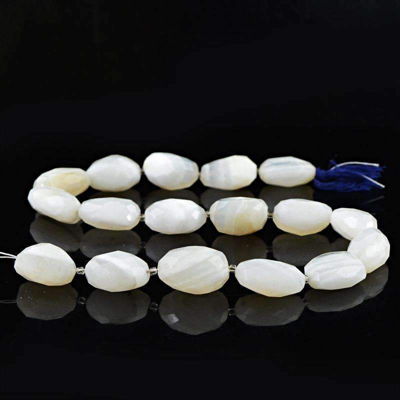 gemsmore:Beautiful White Agate Drilled Beads Strand Natural Faceted gemsmore:Beautiful White Agate Drilled Beads Strand Natural Faceted