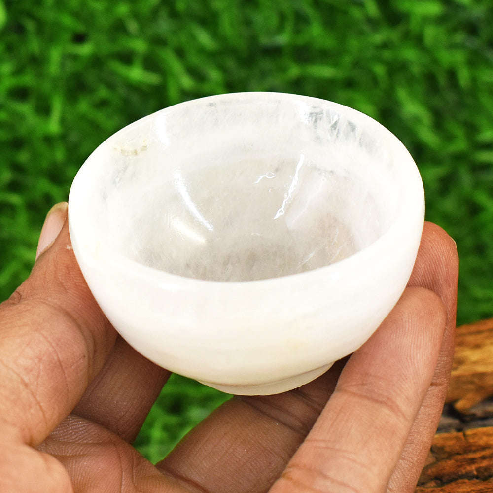 gemsmore:Beautiful White Quartz Hand Carved Genuine Crystal Gemstone Carving Healing Bowl gemsmore:Beautiful White Quartz Hand Carved Genuine Crystal Gemstone Carving Healing Bowl