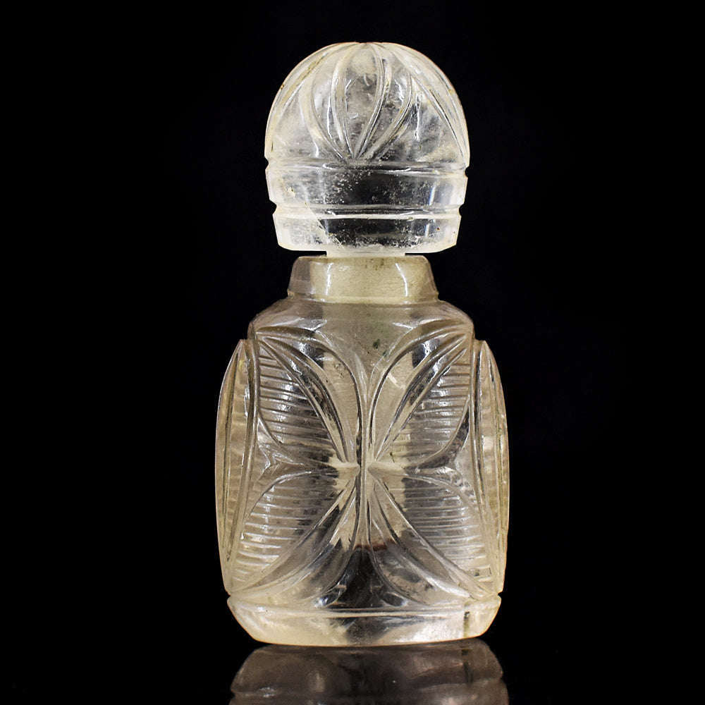gemsmore:Beautiful White Quartz  Hand Carved Genuine Crystal Gemstone Carving Perfume Bottle gemsmore:Beautiful White Quartz  Hand Carved Genuine Crystal Gemstone Carving Perfume Bottle
