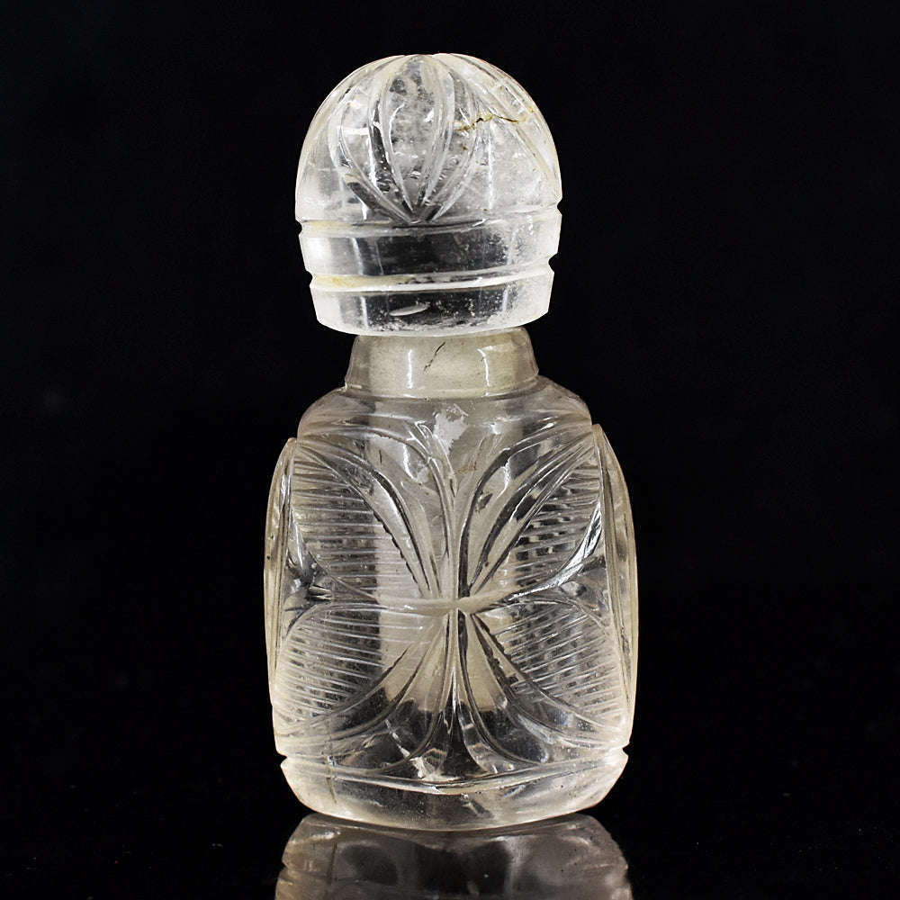 gemsmore:Beautiful White Quartz  Hand Carved Genuine Crystal Gemstone Carving Perfume Bottle gemsmore:Beautiful White Quartz  Hand Carved Genuine Crystal Gemstone Carving Perfume Bottle