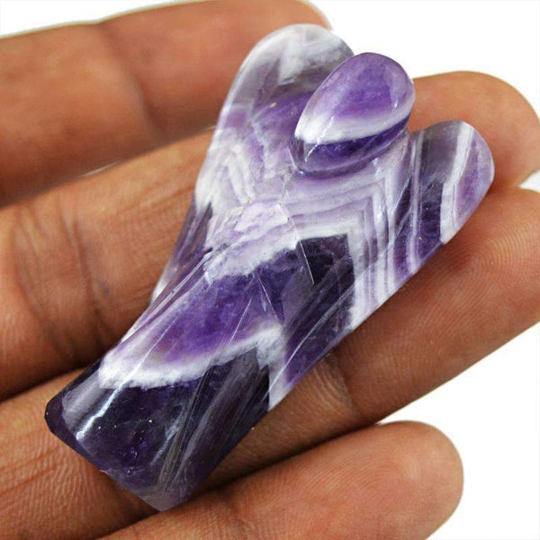 Bi Color Amethyst Carved Healing Angel Gemstone Natural Unheated